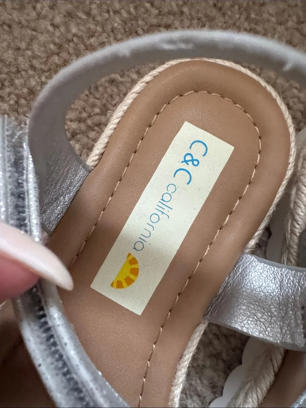 C&C California Silver Pearl-Embellished Girls' Sandals size 1